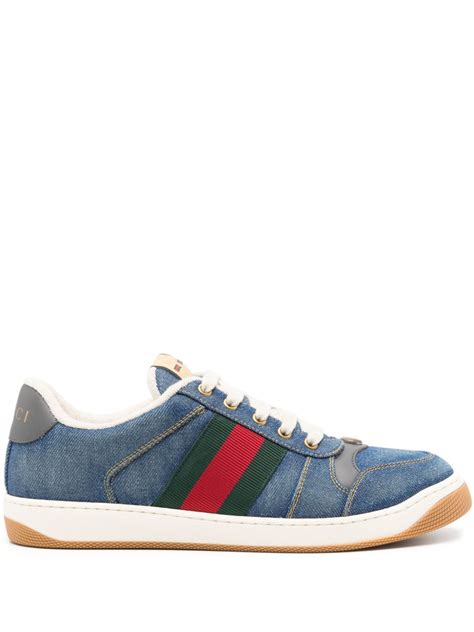 gucci clean screener sneakers|gucci denim sneakers.